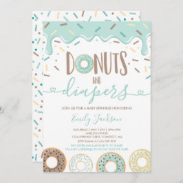 Donuts and diapers Baby Sprinkle Invitation Kaart