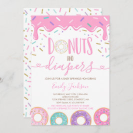 Donuts and diapers Baby Sprinkle Invitation Kaart