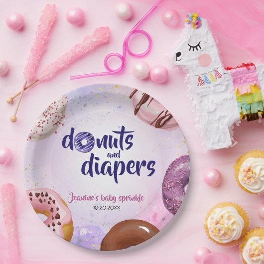 Donuts and Diapers Baby Sprinkle Shower Papieren Bordje (Feest)