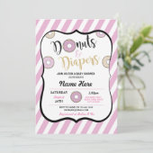 Donuts and Diapers Pink Girl Baby shower Invite Kaart (Staand voorkant)