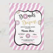 Donuts and Diapers Pink Girl Baby shower Invite Kaart (Voorkant / Achterkant)