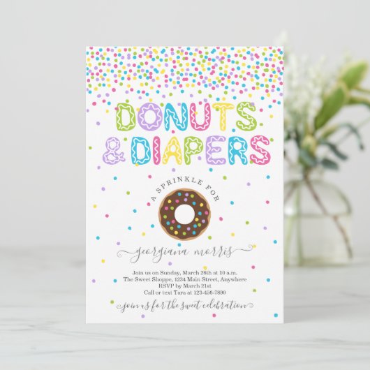 Donuts and Diapers Sprinkle Baby shower Kaart (Staand voorkant)