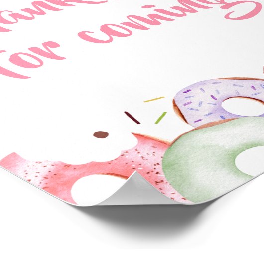 Donuts and Diapers Sprinkle Bedankt voor uw komst Poster (Hoek)