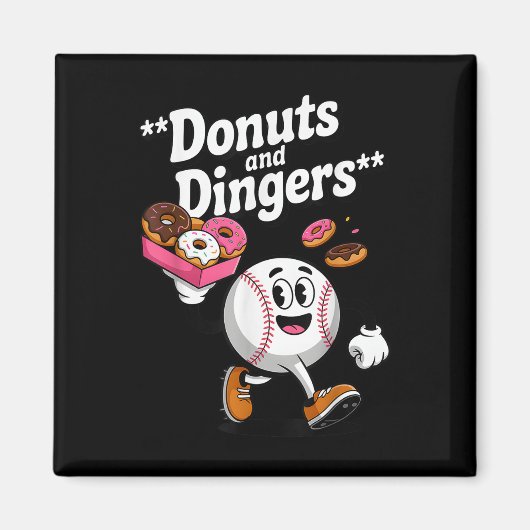 Donuts and Dingers Honkbal Fan Humor Donut Magneet (Voorkant)