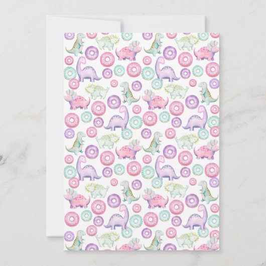 Donuts and Dinos Invitation (Pink & Lavender) Kaart (Achterkant)