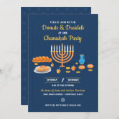 Donuts and Dreidels Hanukkah Holiday Party Kaart (Voorkant / Achterkant)