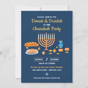 Donuts and Dreidels Hanukkah Holiday Party Kaart