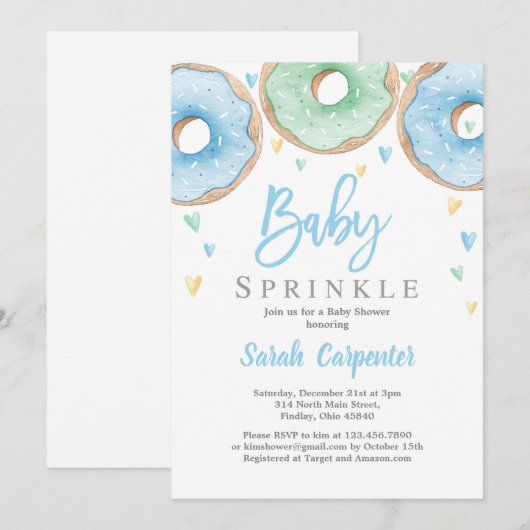 Donuts Baby shower boy Kaart (Voorkant / Achterkant)