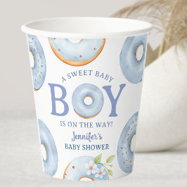 Donuts Baby Shower Jongen Blauwe Baby Brunch  Papieren Bekers