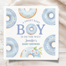 Donuts Baby Shower Jongen Blauwe Papieren Servette