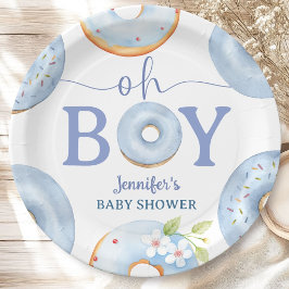 Donuts Baby Shower Oh Jongen Blauwe Brunch Papieren Bordje