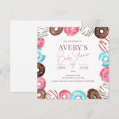 Donuts Baby shower Uitnodiging, Meisje Baby Sprink Kaart (Voorkant / Achterkant)
