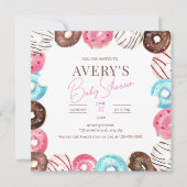 Donuts Baby shower Uitnodiging, Meisje Baby Sprink Kaart (Voorkant)