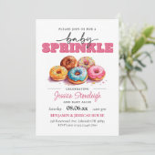 Donuts Baby Spikkels Roze Baby Meisje Kaart (Staand voorkant)