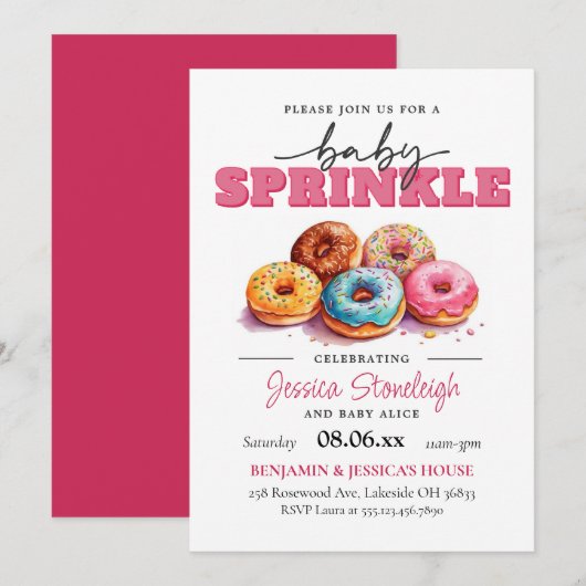 Donuts Baby Spikkels Roze Baby Meisje Kaart (Voorkant / Achterkant)