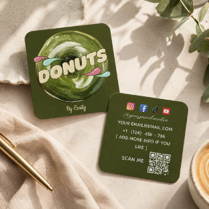 Donuts Bakkerij Vierkant Zakelijkkaart Vierkante Visitekaartje