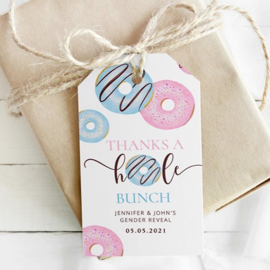 Donuts bedankt een hele hoop sekse onthullen cadeaulabel