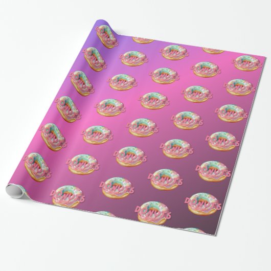 Donuts besprenkelt waterverf cadeaupapier (Uitgerold)