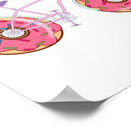 Donuts Bike - Funny Bicycle met Doughnut Wheels Poster (Hoek)