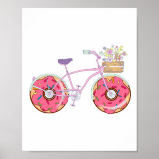 Donuts Bike - Funny Bicycle met Doughnut Wheels Poster