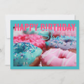 Donuts Blauwgroen Birthday Wenskaart Kaart (Voorkant)
