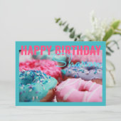 Donuts Blauwgroen Birthday Wenskaart Kaart (Staand voorkant)
