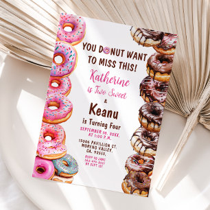 Donuts Broer en Zuster Gezamenlijk Verjaardagsfees Kaart