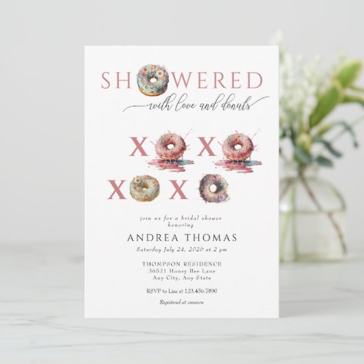 Donuts | Bruidsdouche uitnodigingen (Staand voorkant)