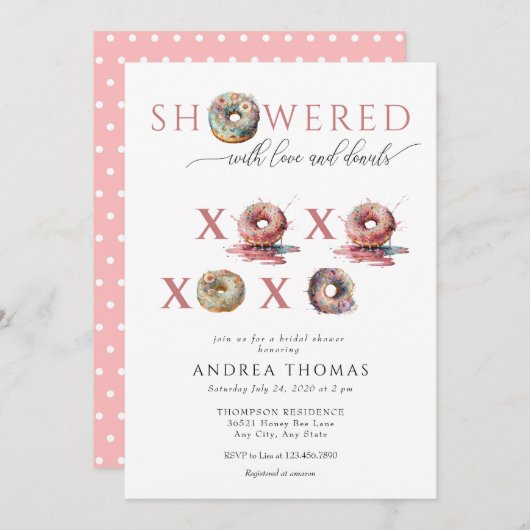 Donuts | Bruidsdouche uitnodigingen (Voorkant / Achterkant)