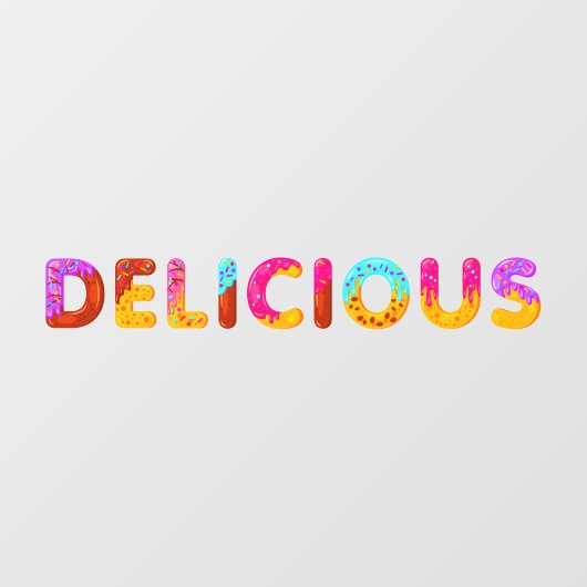 Donuts Cartoon Delicious Glazed Sprinkles Raamsticker (Vel)