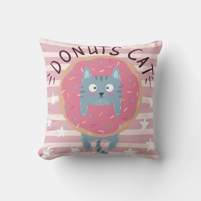 Donuts Cat Kussen (Voorkant)