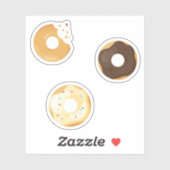 Donuts chocolade crème met beten 3x set sticker (Vel)
