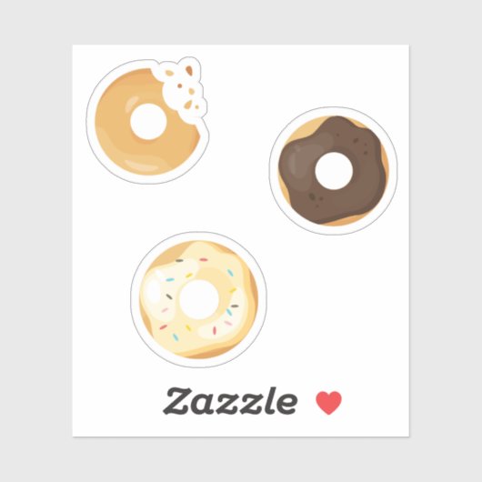Donuts chocolade crème met beten 3x set sticker (Vel)