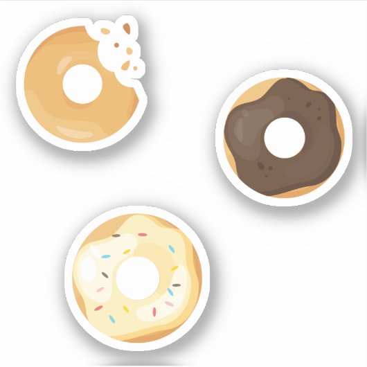 Donuts chocoladekrēm met hapjes 3x set sticker (Voorkant)