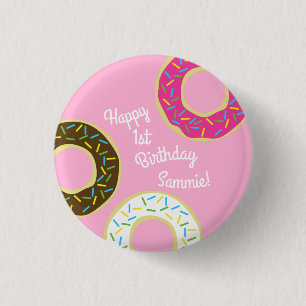 Donuts Colorful Doughnuts1st Birthday Party Theme Ronde Button 3,2 Cm
