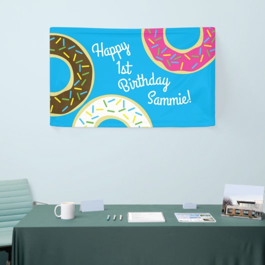 Donuts Colorful Doughnuts1st Birthday Party Theme Spandoek (Beurs)