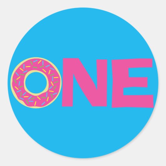 Donuts Colorful Doughnuts 1e Birthday Party Theme Ronde Sticker (Voorkant)