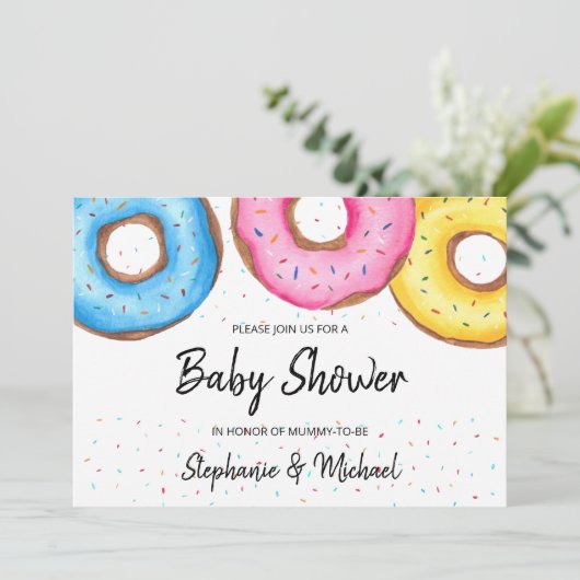 Donuts Couples Baby shower Invitation Kaart (Staand voorkant)