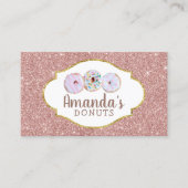 Donuts Cupcake Bakery Pastry Roos Gold Glitter Visitekaartje (Voorkant)