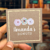 Donuts Cupcake Handmade Bakery Cafe Rustic Kraft Vierkante Visitekaartje