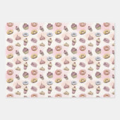 Donuts Cupcakes Cute Trendy Woodland Waterverf Inpakpapier Vel (Voorkant 3)