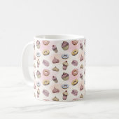 Donuts Cupcakes Cute Trendy Woodland Waterverf Koffiemok (Voorkant links)