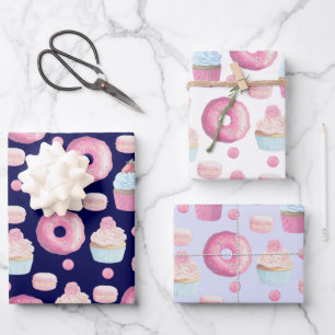 Donuts, cupcakes en macarons inpakpapier vel