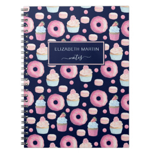 Donuts, cupcakes en macarons notitieboek