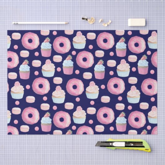 Donuts, cupcakes en macarons tissuepapier (Craft)