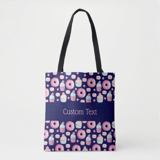 Donuts, cupcakes en macarons tote bag (Voorkant)