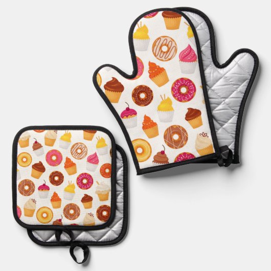Donuts & Cupcakes  Ovenwant & Pannenlap Set (Voorkant / Achterkant)