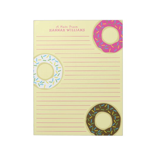 Donuts Cute Kind Personal Briefpapier Notitieblok (Linkerzijde)