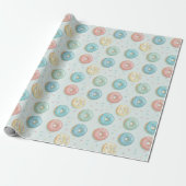 Donuts Cute Mint Green Pink & Yellow Cadeaupapier (Uitgerold)