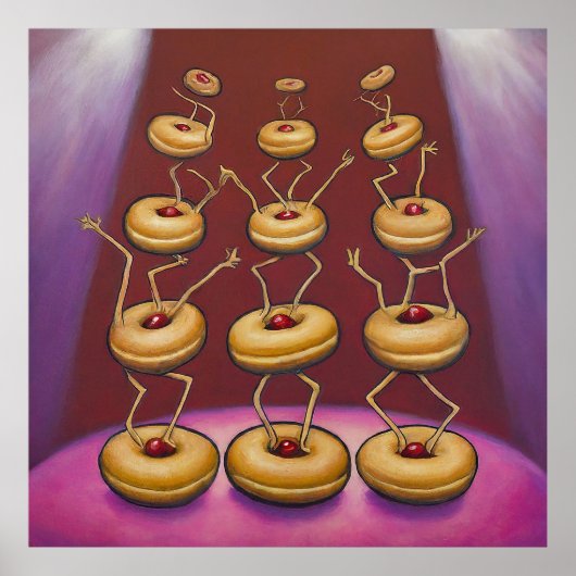 Donuts dansen grillige donut personages poster (Voorkant)